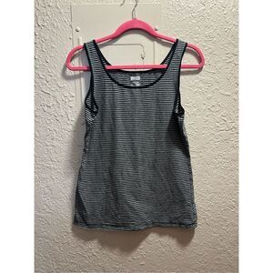 Duluth Trading Co Grey And Black Striped Tank Top Woman’s Size Large